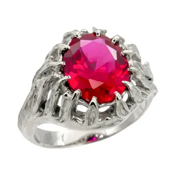 Badali Jewelry Narya ring in sterling silver with a red lab-grown ruby