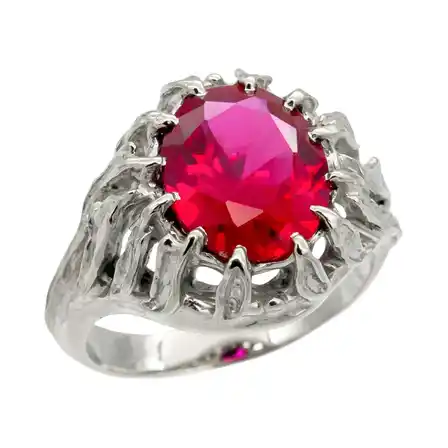 Badali Jewelry Narya ring in sterling silver with a red lab-grown ruby