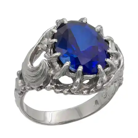 Badali Jewelry Vilya ring in sterling silver with a blue lab-grown sapphire